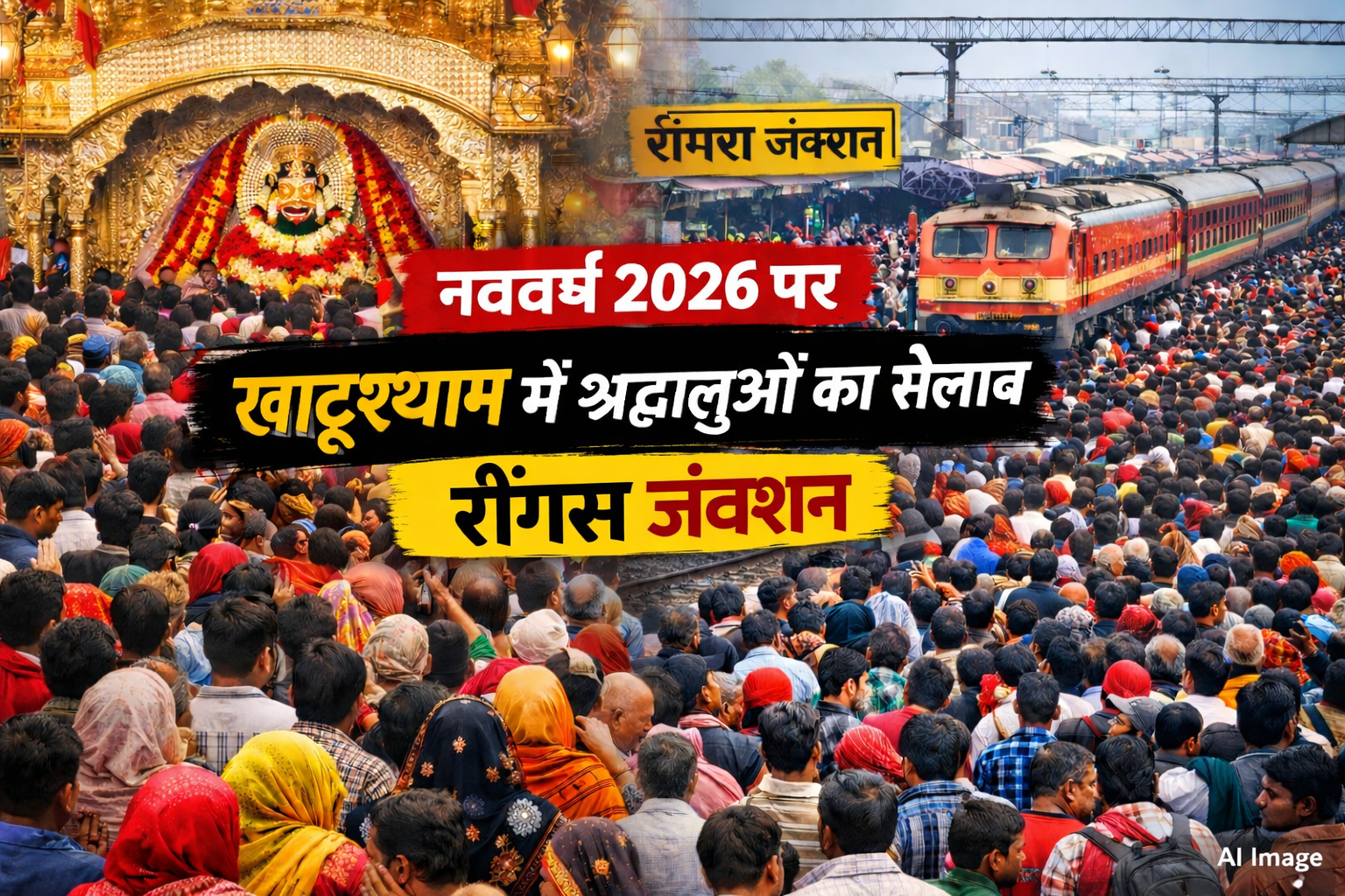 नए साल पर खाटूश्याम में उमड़ी भारी भीड़ , रींगस रेलवे स्टेशन हुआ खचाखच