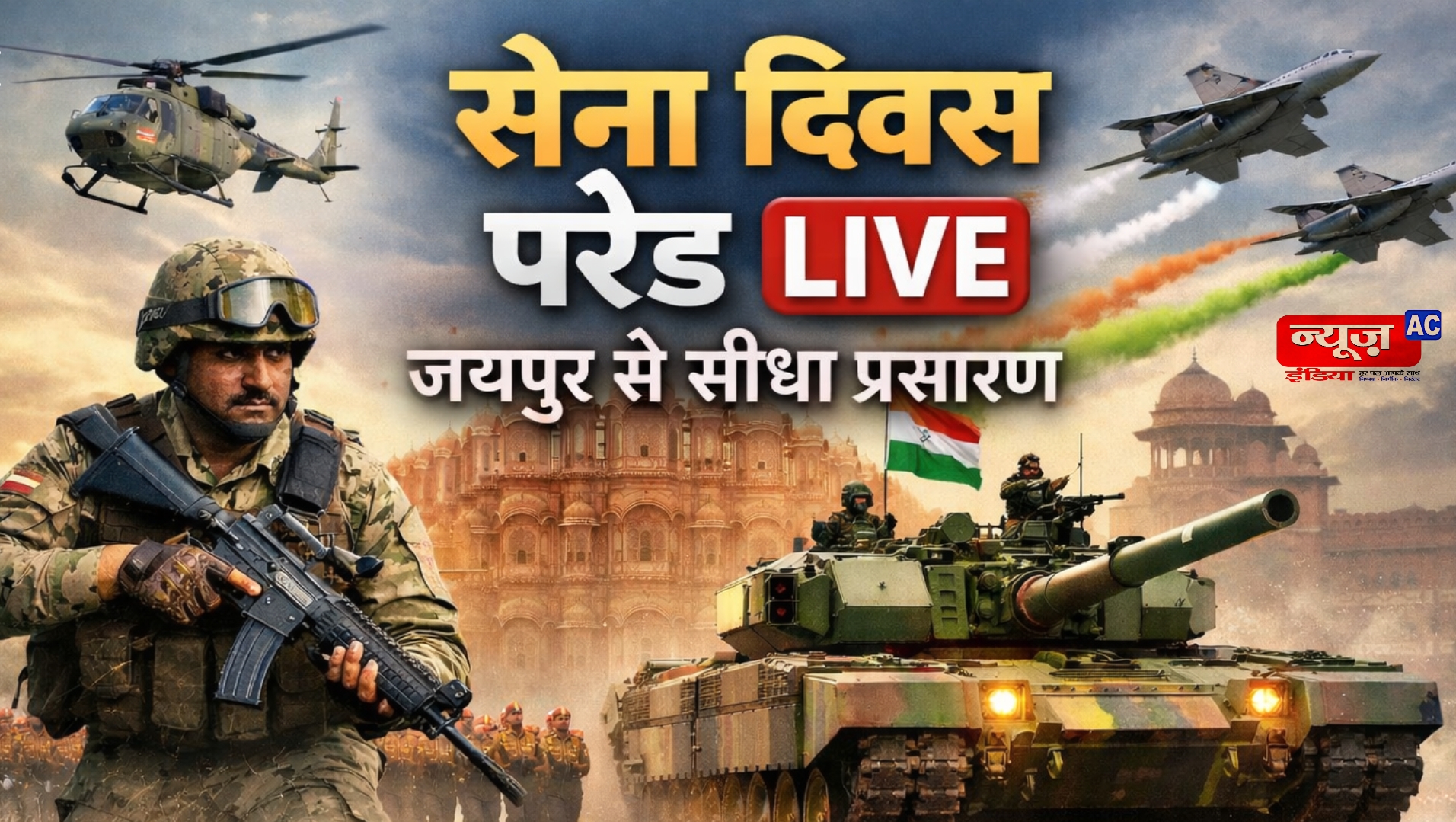 Indian Army Day 2026: आज जयपुर में 78वें सेना दिवस पर होगी भव्य सैन्य परेड , देखे लाइव