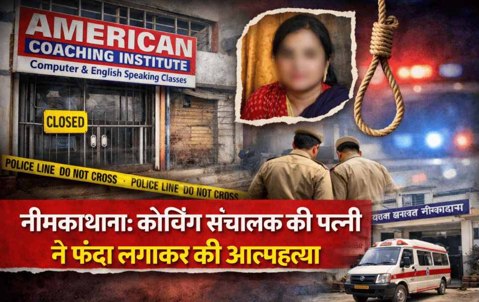NeemKaThana News नीमकाथाना में कोचिंग संचालक की पत्नी ने फंदा लगाकर की आत्महत्या